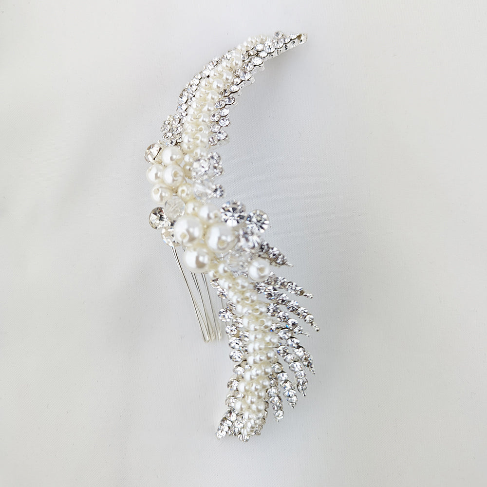 Willow Crystal & Pearl Swirl Hair Comb