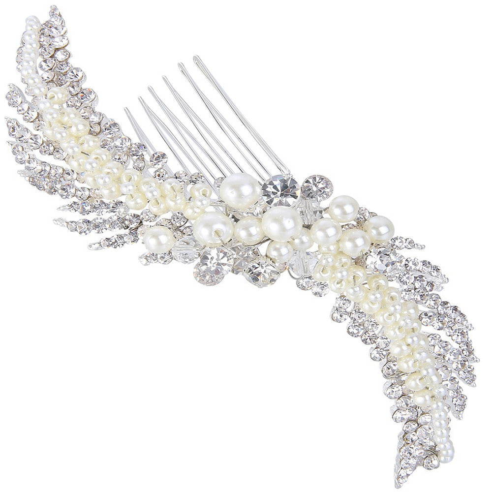 Willow Crystal & Pearl Swirl Hair Comb - Bella Krystal