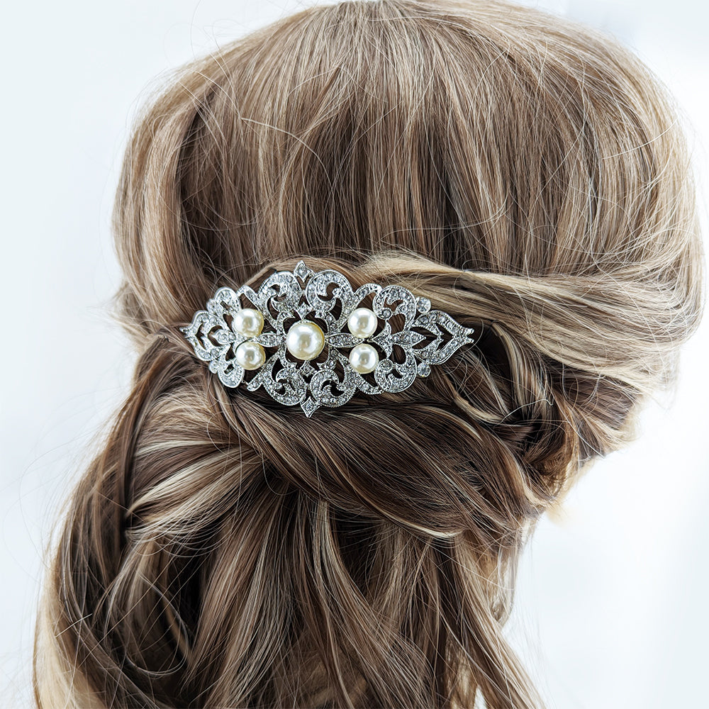 Karina Crystal & Pearl Vintage Hair Comb