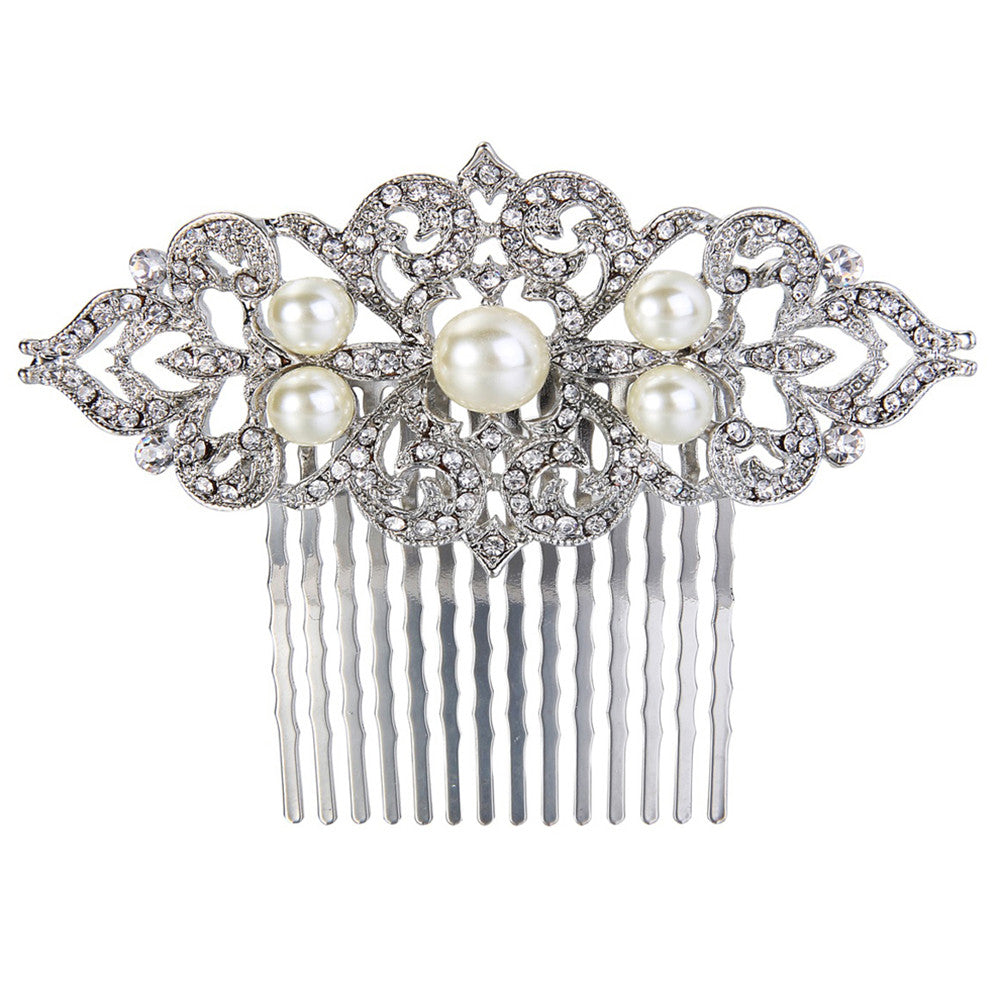 Karina Crystal & Pearl Vintage Hair Comb - Bella Krystal