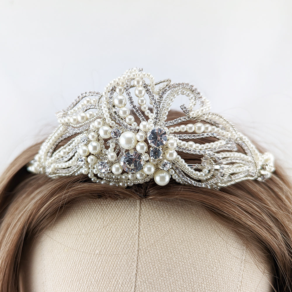 Mary Crystal & Pearl Bridal Hair Band