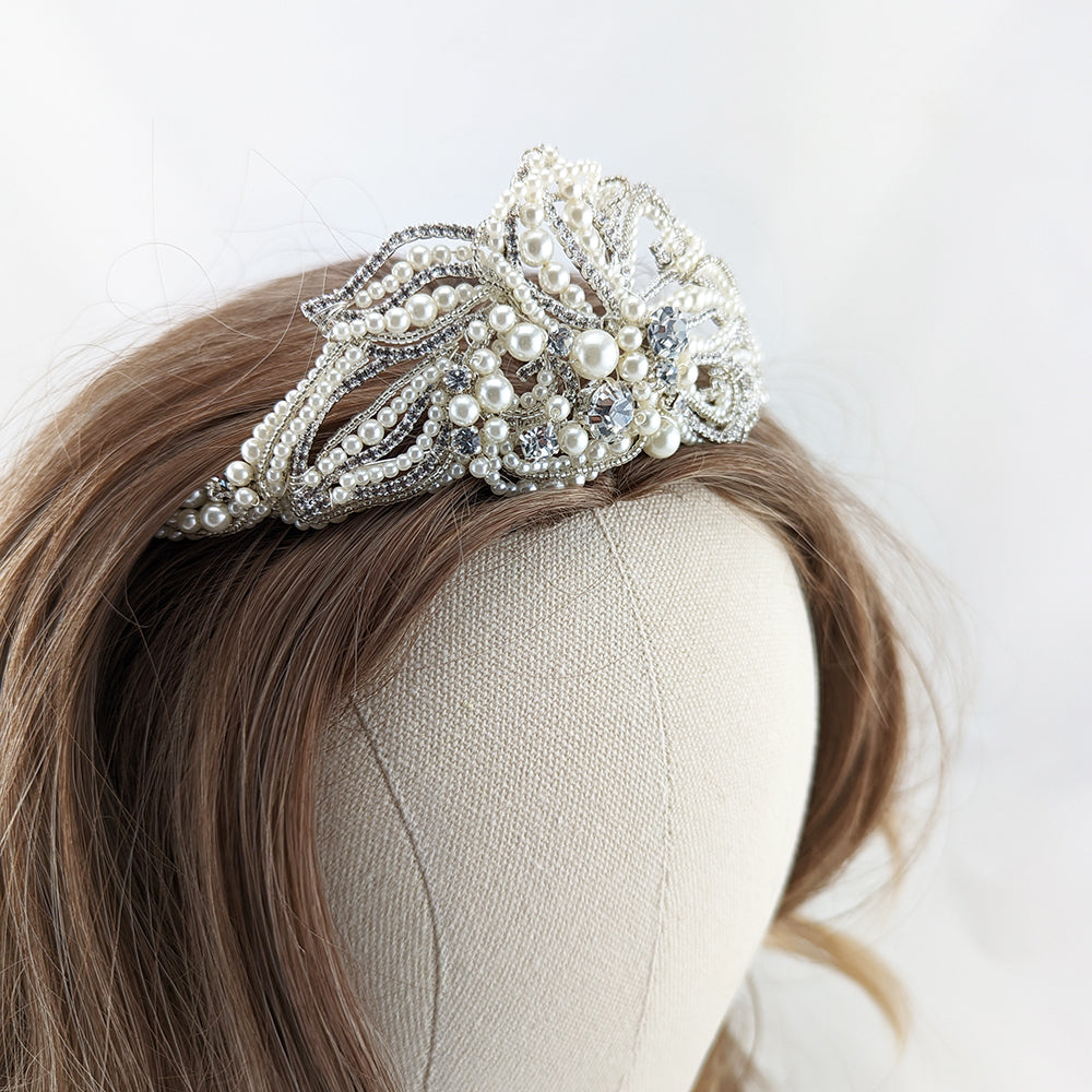 Mary Crystal & Pearl Bridal Hair Band