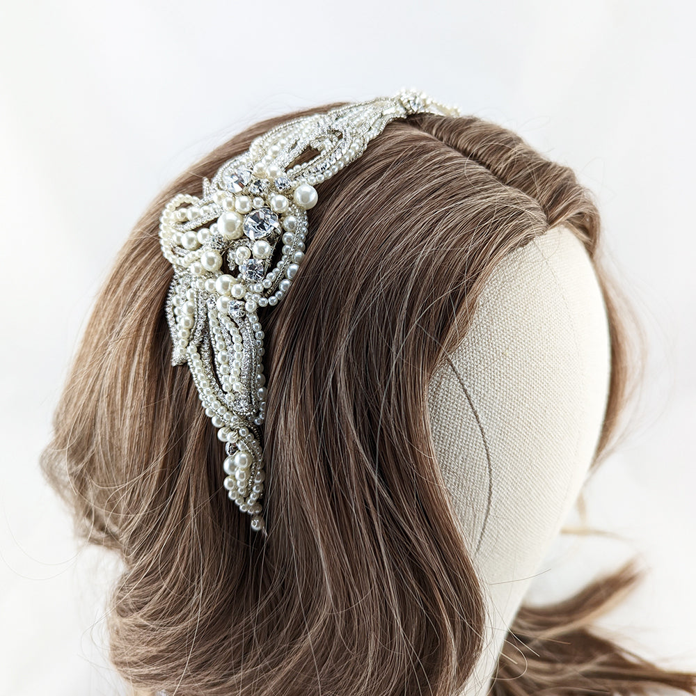 Mary Crystal & Pearl Bridal Hair Band