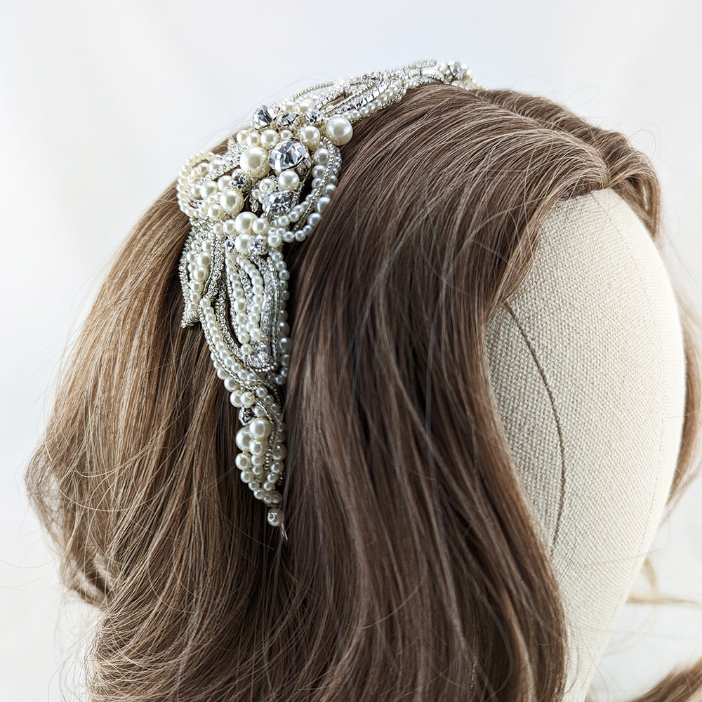 Mary Crystal & Pearl Bridal Hair Band