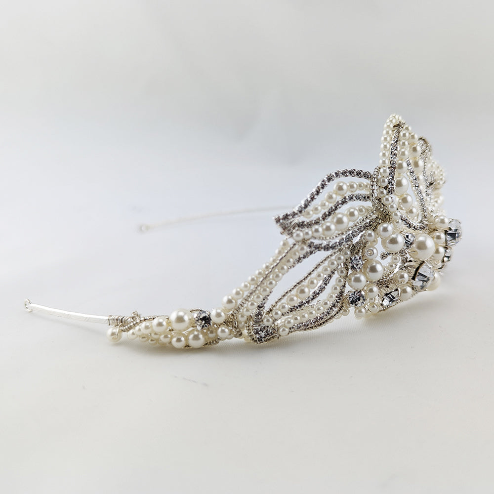 Mary Crystal & Pearl Bridal Hair Band