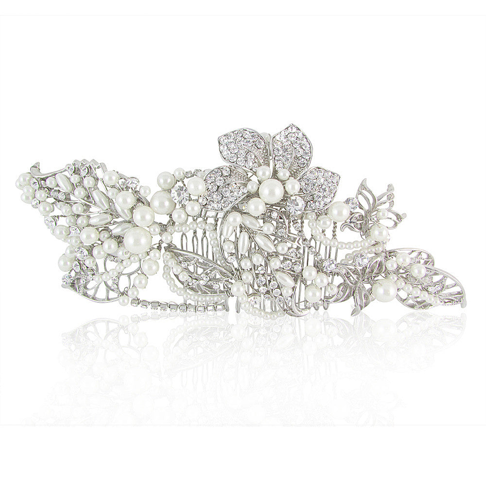 Faith Crystal & Pearl Bridal Hair Comb - Bella Krystal