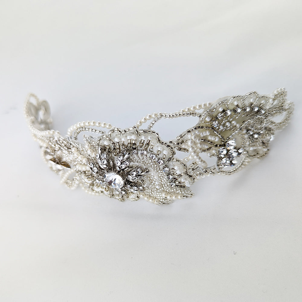 Lilly Crystal & Pearl Half-Moon Shaped Hair Comb