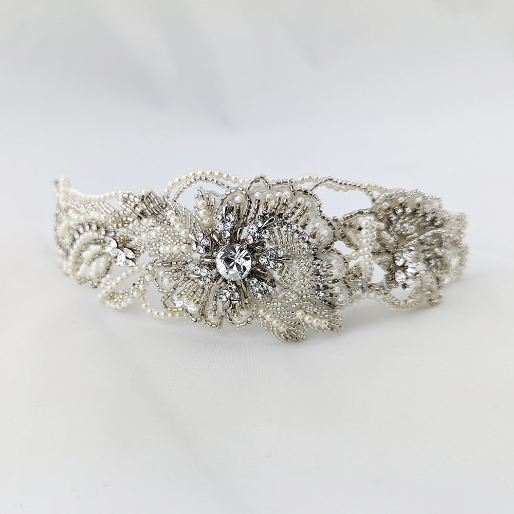 Lilly Crystal & Pearl Half-Moon Shaped Hair Comb