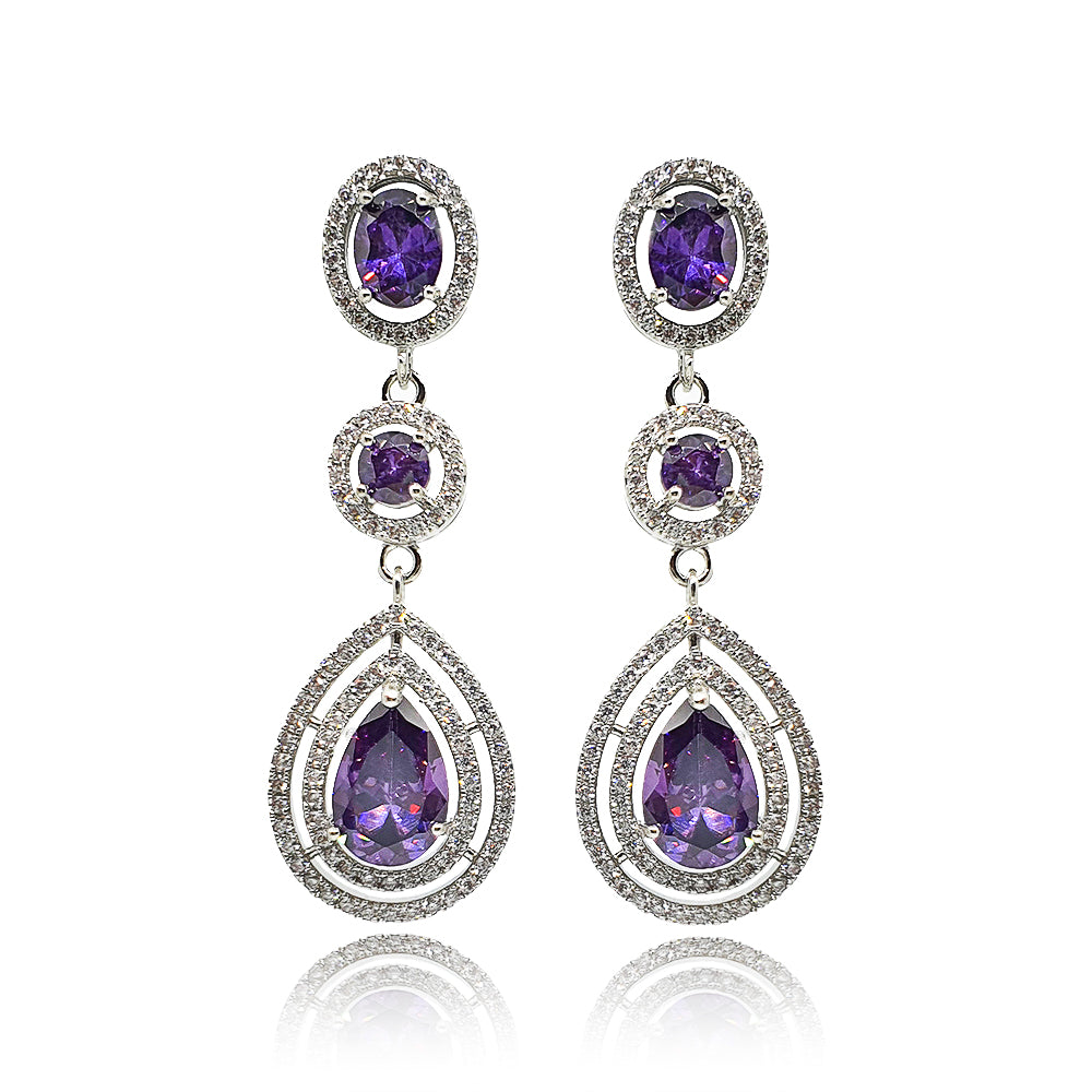 Tina Purple Crystal Drop Earrings