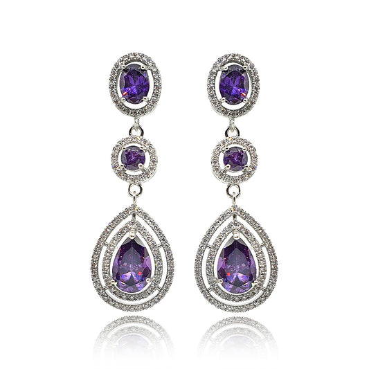 Tina Purple Crystal Drop Earrings