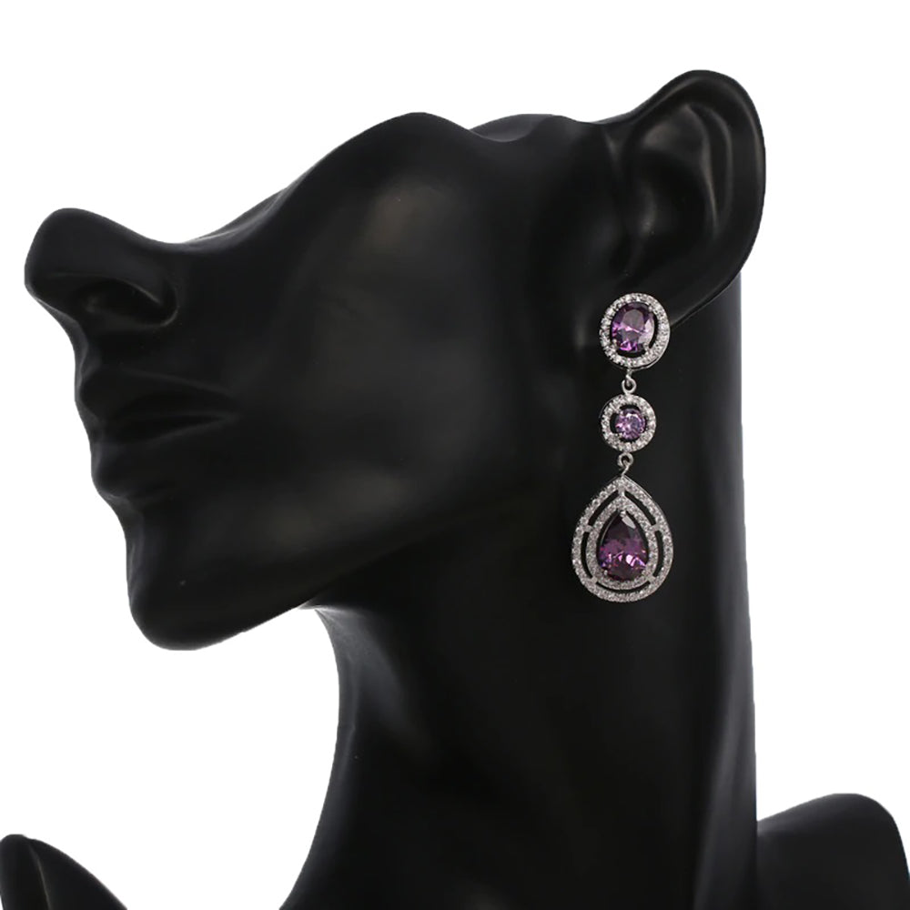 Tina Purple Crystal Drop Earrings