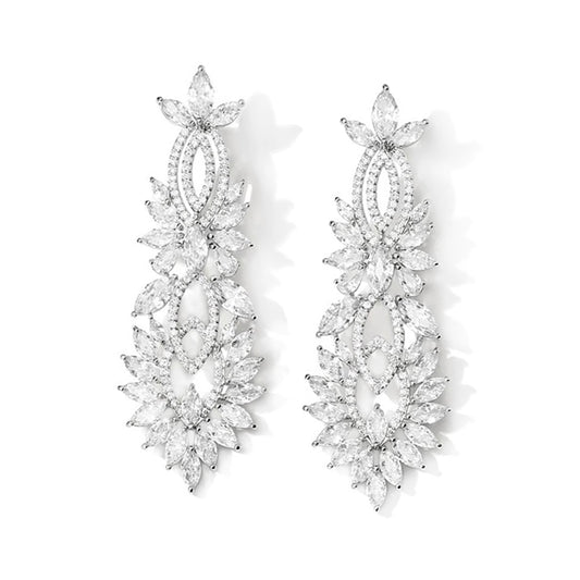 Bernadette Geometric Luxe Earrings in Platinum