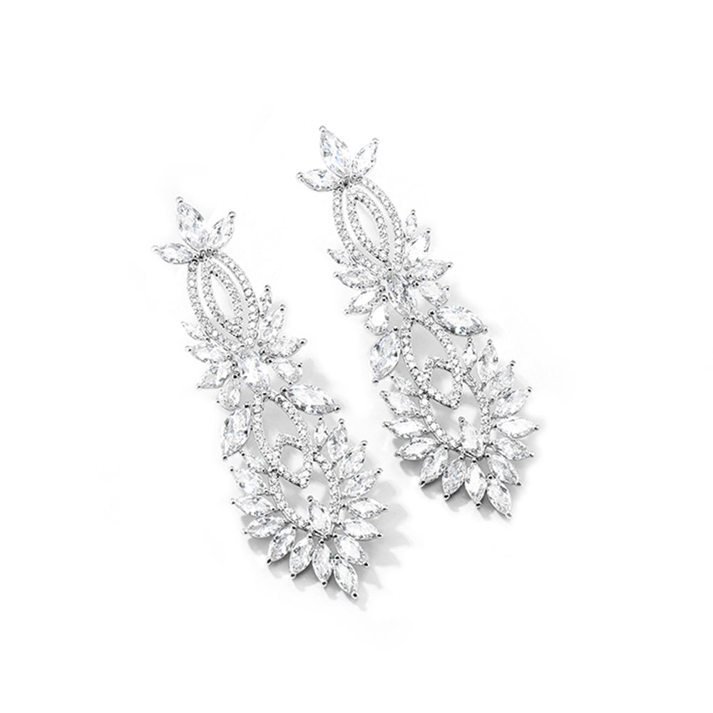 Bernadette Geometric Luxe Earrings in Platinum