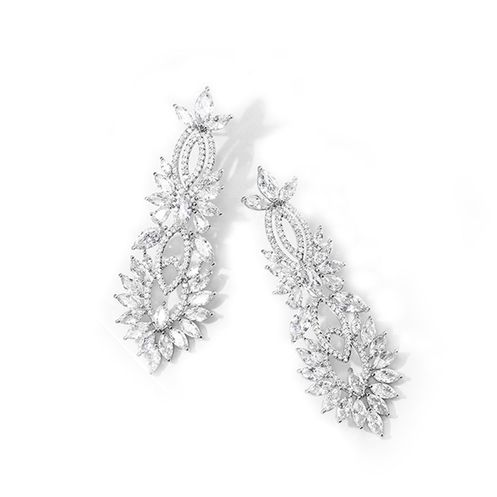 Bernadette Geometric Luxe Earrings in Platinum