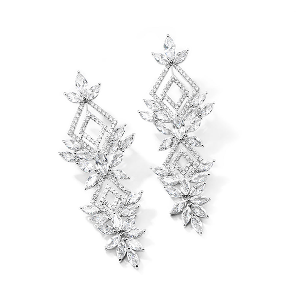 Brigitte Geometric Luxe Earrings in Platinum