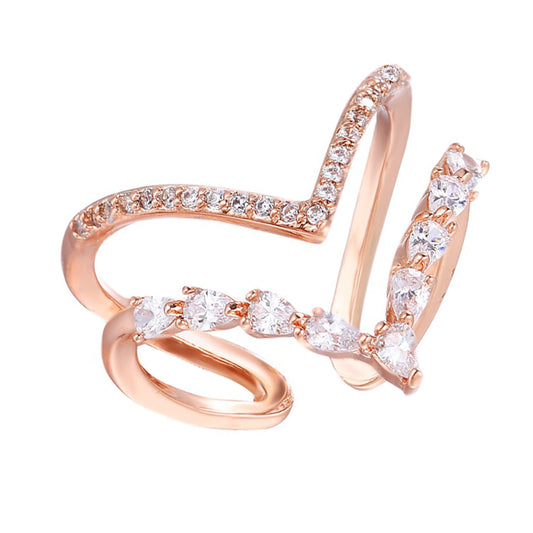 Helene Twin Band Adjustable Crystal Ring