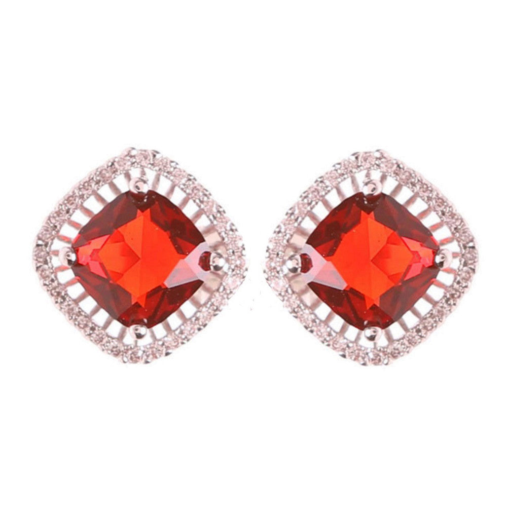 Amber Ruby Crystal Classic Studs - Bella Krystal