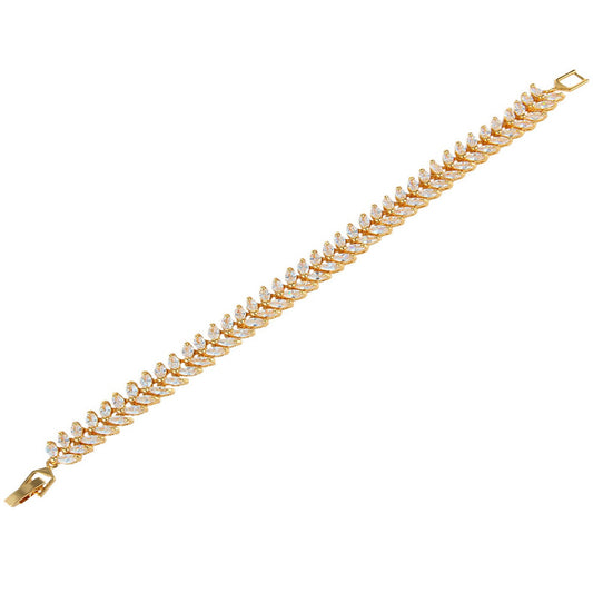 Lila Crystal Leaf Gold Bracelet - Bella Krystal