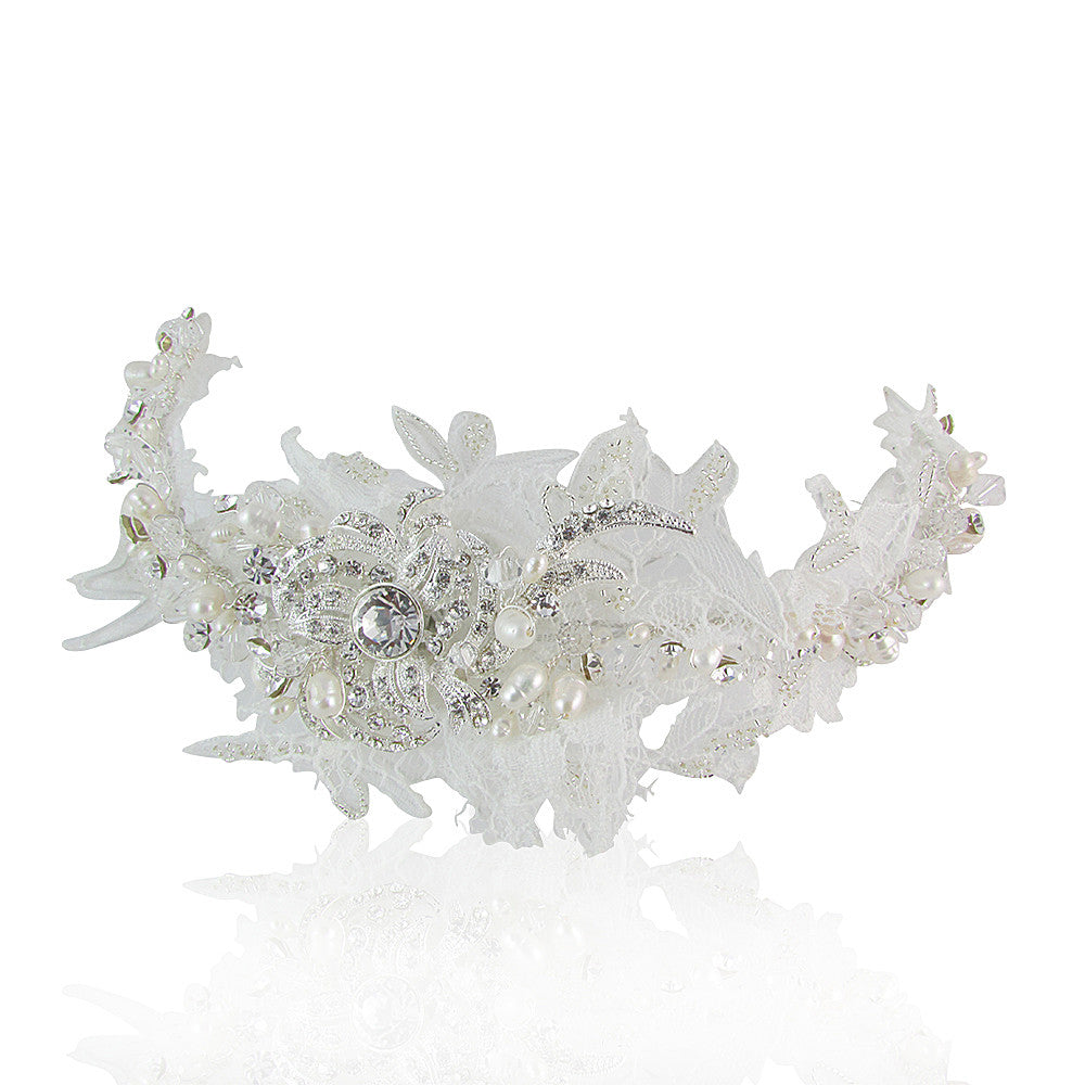 Ryleigh Lace, Fresh Water Pearl & Crystal Hair Comb - Bella Krystal