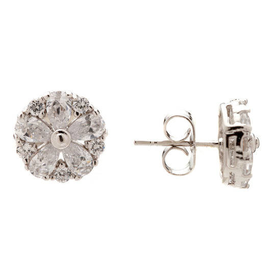 Chloe Round Crystal Floral Studs - Bella Krystal