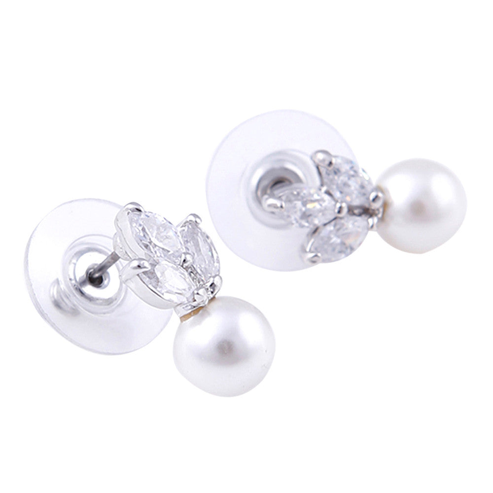 Kelly Pearl & Crystal Leaf Drop Earrings - Bella Krystal