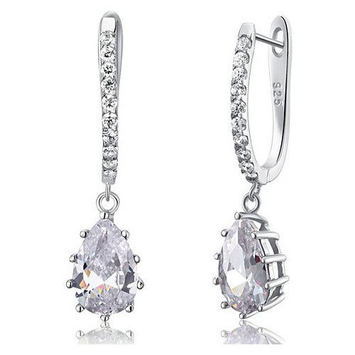 Genesis Sterling Silver Princess Tear Drop Earrings - Bella Krystal