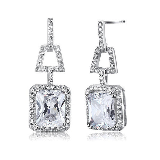 Valeria Clear Sterling Silver Elegant Vintage Earrings - Bella Krystal