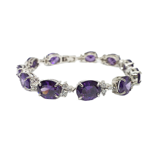 Viola Purple Oval Crystal Bracelet